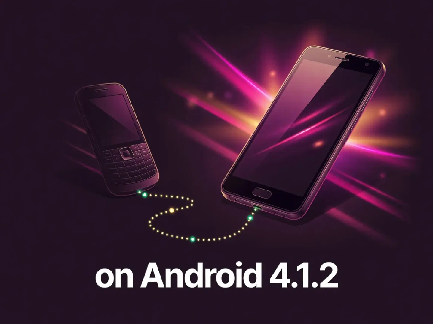 Older and newer Android phone silhouettes joined by a dotted light path