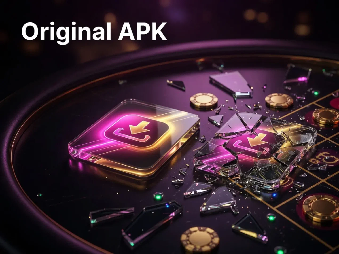 Two contrasting app tiles on a dark casino table