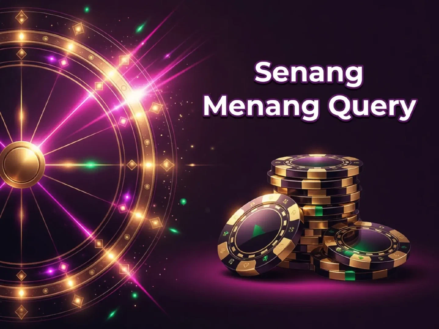 Chance wheel and balanced chips in a purple casino scene