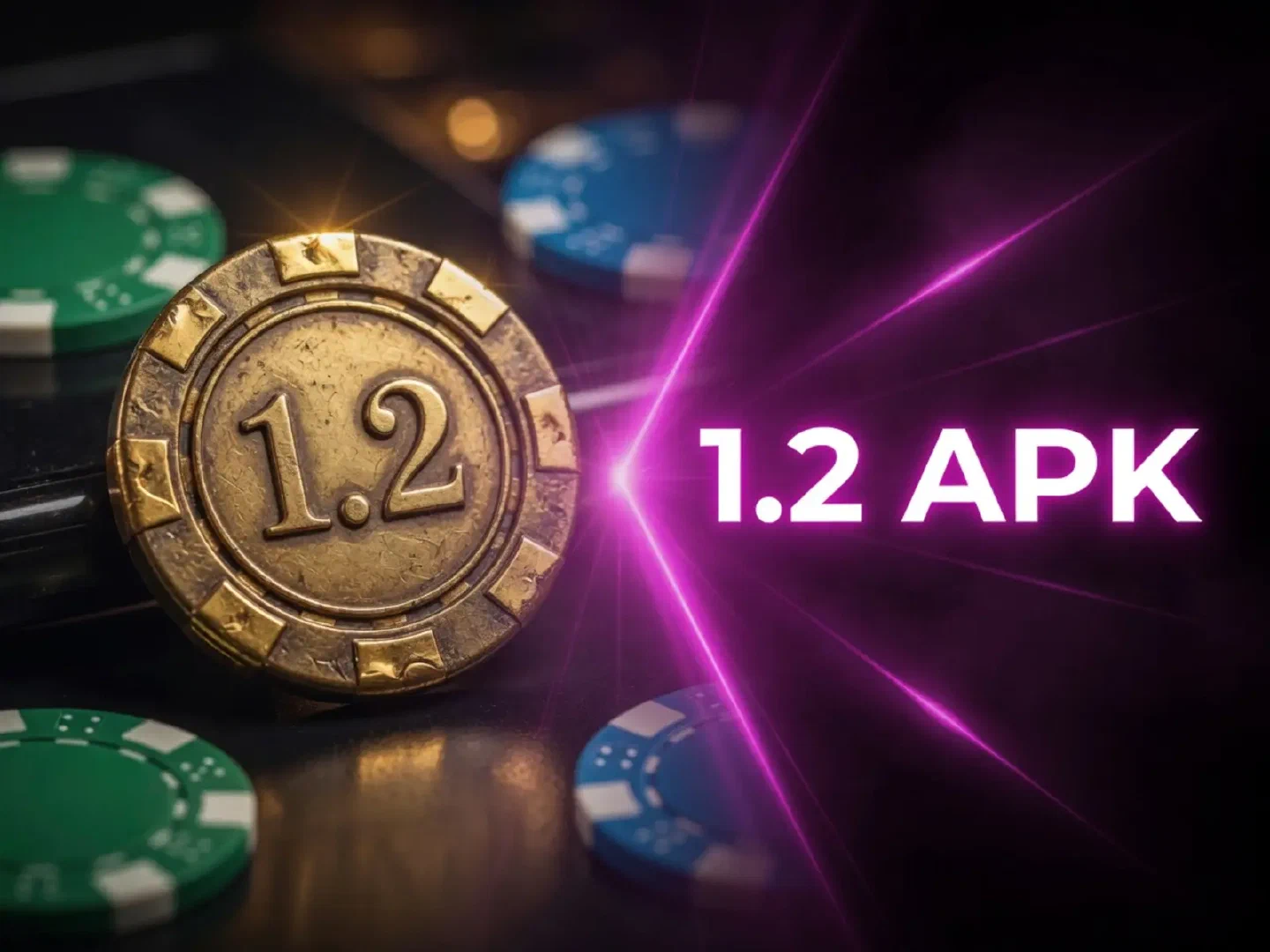 Vintage 1.2 token beside modern magenta lighting