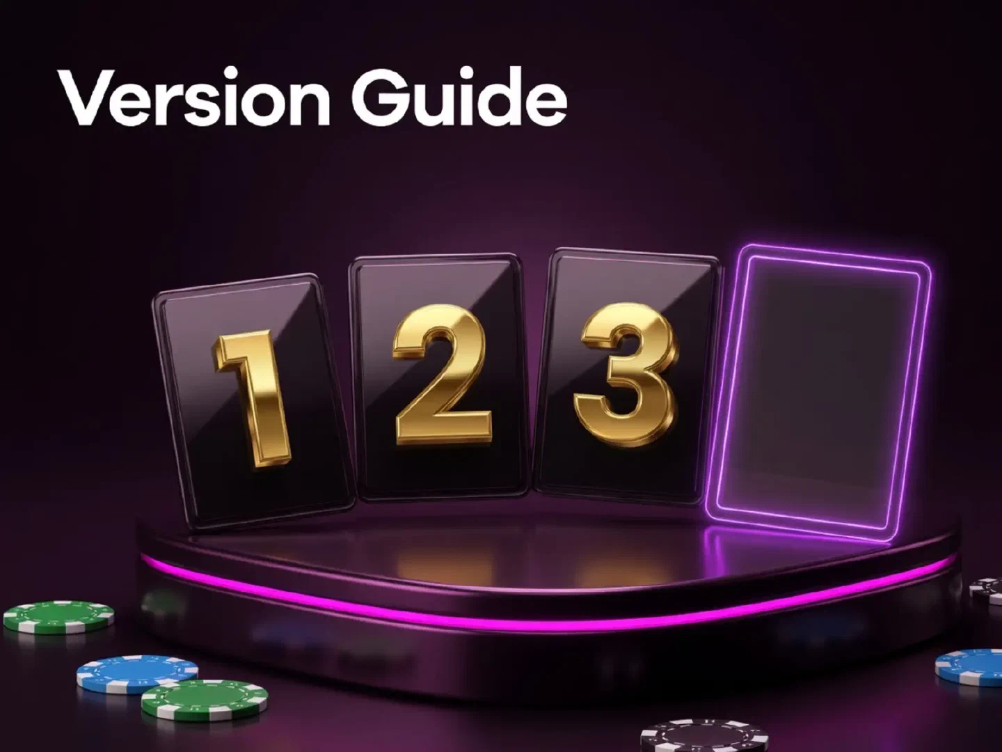 Three numbered plates displayed on a magenta casino pedestal